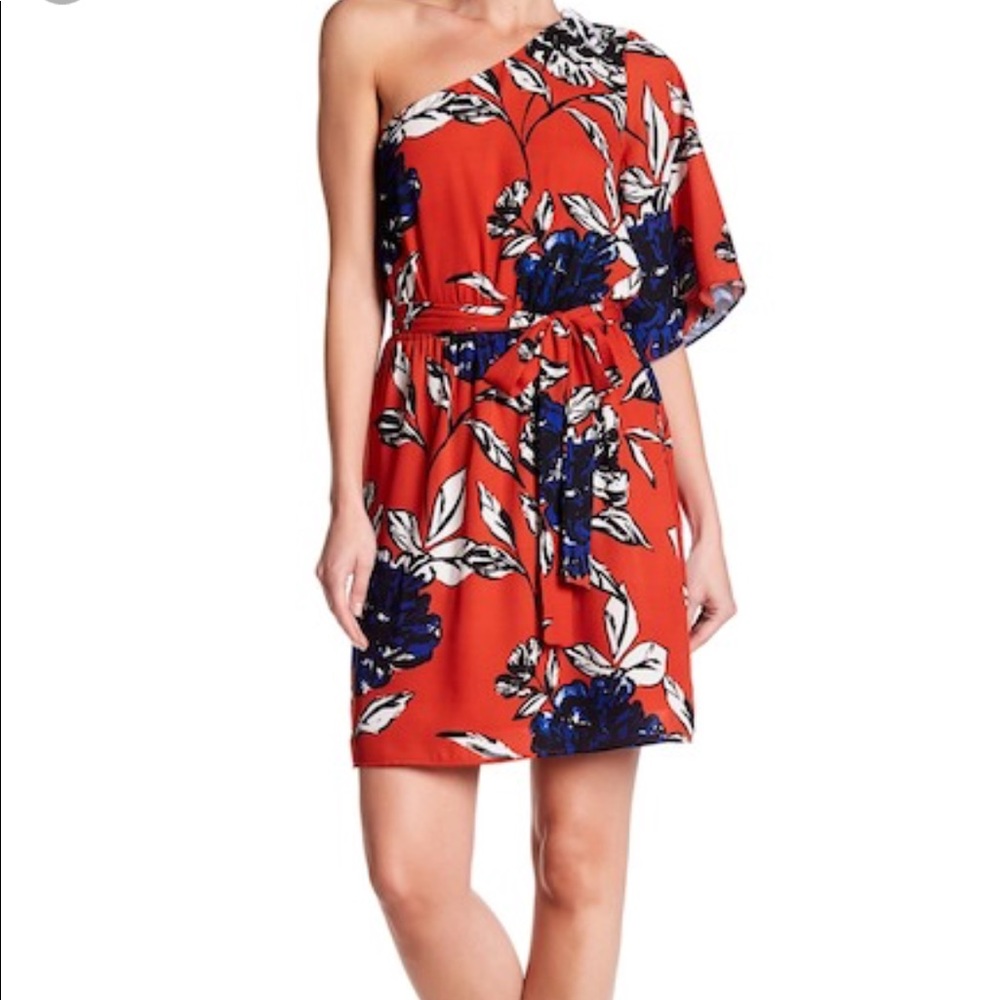 DR2 floral print one shoulder dress